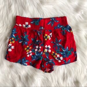 Charlotte Russe red floral shorts